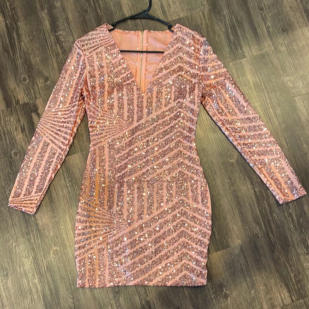 Long sleeve sequined dress